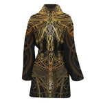 Golden Spiritual Dragonfly Print Women's Bathrobe