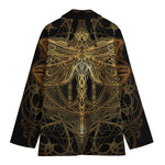 Golden Spiritual Dragonfly Print Women's Blazer