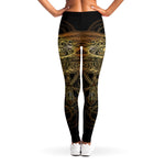 Golden Spiritual Dragonfly Print Women's Leggings