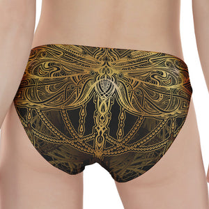 Golden Spiritual Dragonfly Print Women's Panties