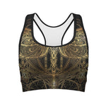 Golden Spiritual Dragonfly Print Women's Sports Bra