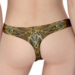 Golden Spiritual Dragonfly Print Women's Thong