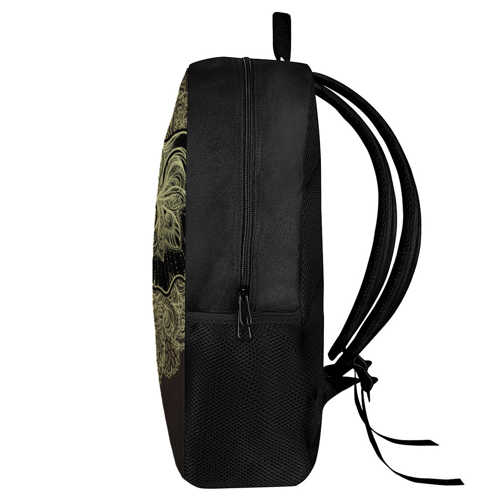 Golden Spiritual Elephant Print 17 Inch Backpack
