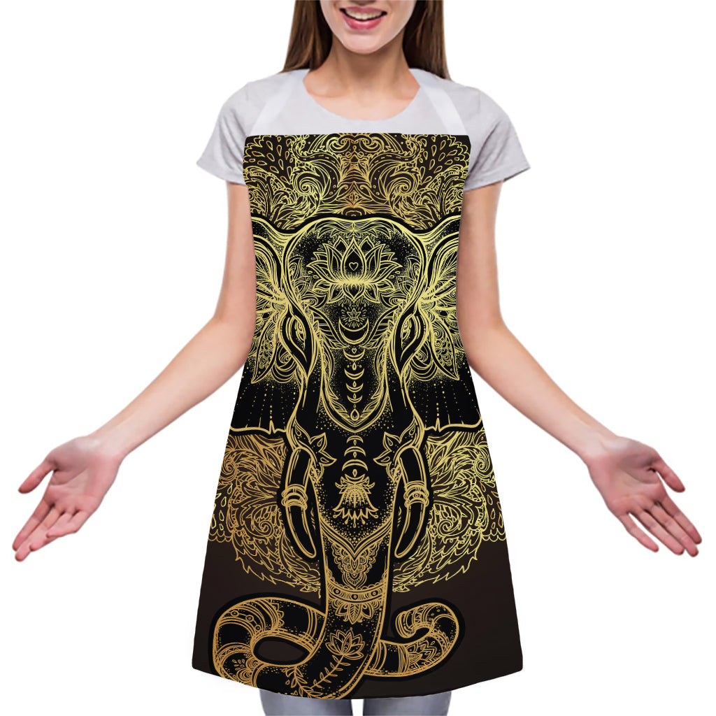 Golden Spiritual Elephant Print Adjustable Apron