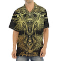 Golden Spiritual Elephant Print Aloha Shirt