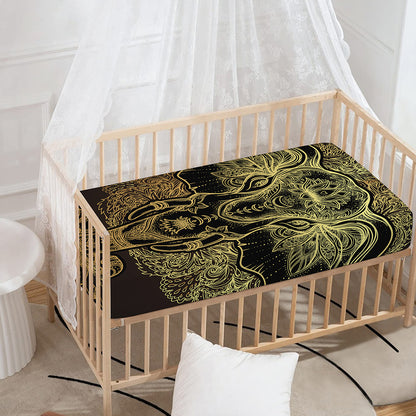 Golden Spiritual Elephant Print Baby Crib Sheet