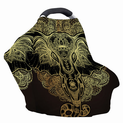 Golden Spiritual Elephant Print Baby Seat Cover