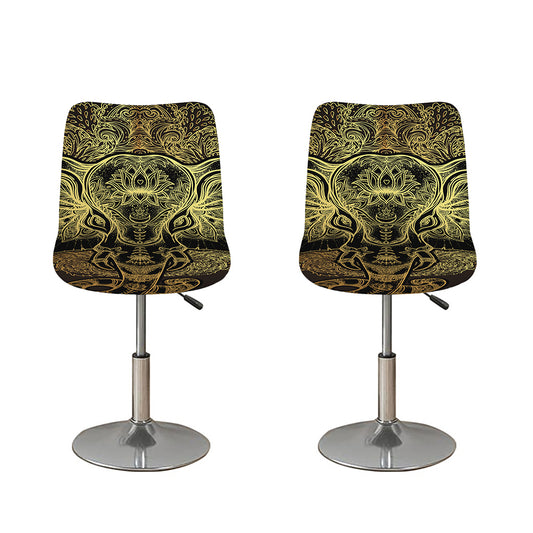 Golden Spiritual Elephant Print Bar Stool Covers