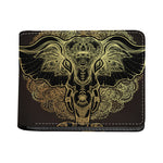 Golden Spiritual Elephant Print Bifold Wallet