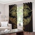 Golden Spiritual Elephant Print Dimout Grommet Curtains