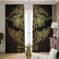 Golden Spiritual Elephant Print Dimout Pencil Pleat Curtains