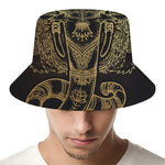 Golden Spiritual Elephant Print Bucket Hat