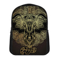 Golden Spiritual Elephant Print Casual Backpack