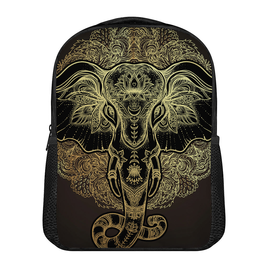 Golden Spiritual Elephant Print Casual Backpack