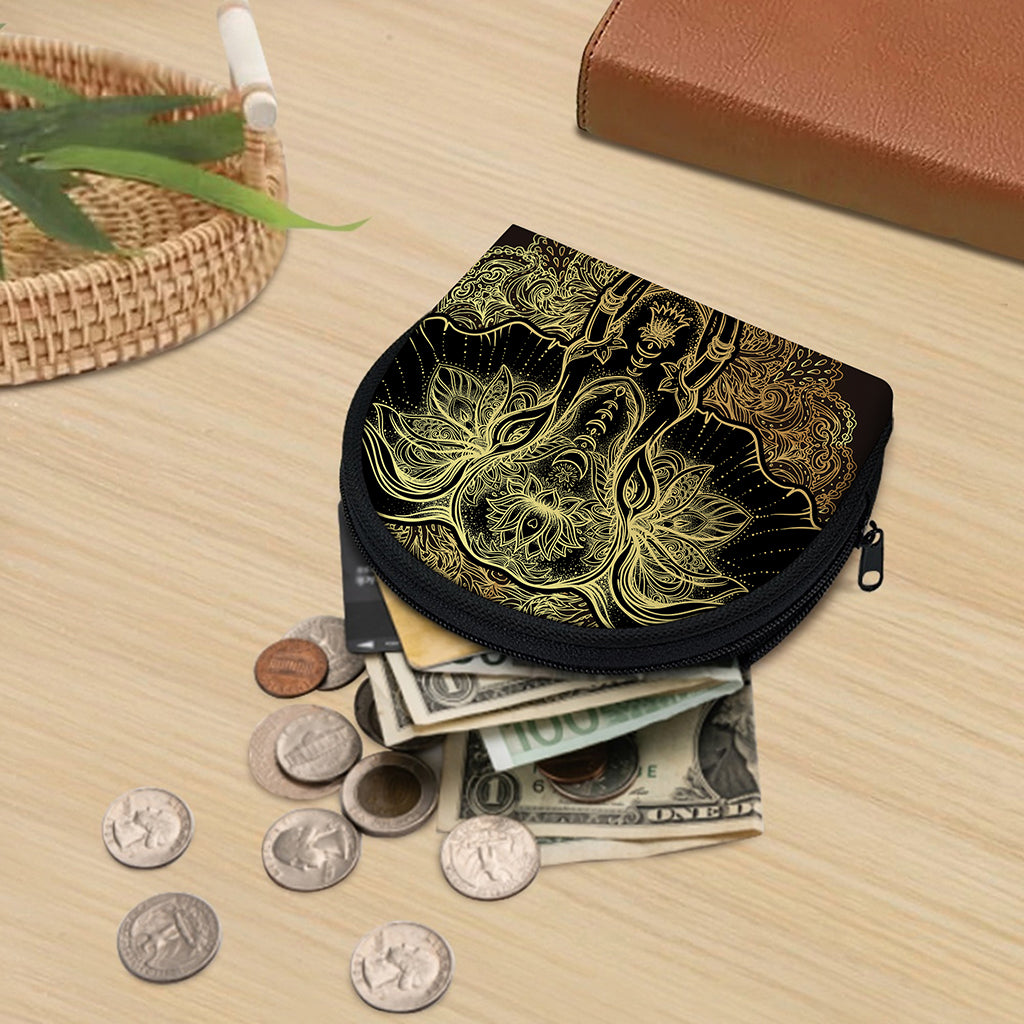 Golden Spiritual Elephant Print Coin Purse