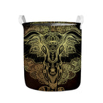 Golden Spiritual Elephant Print Collapsible Laundry Basket