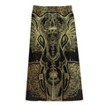Golden Spiritual Elephant Print Cotton Front Slit Maxi Skirt