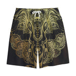 Golden Spiritual Elephant Print Cotton Shorts