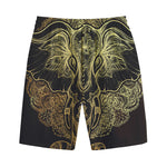 Golden Spiritual Elephant Print Cotton Shorts