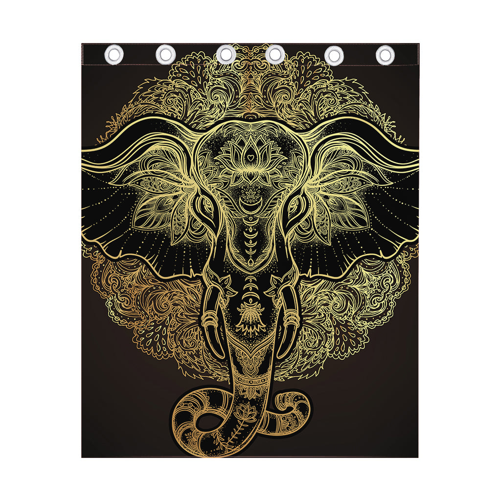 Golden Spiritual Elephant Print Curtain