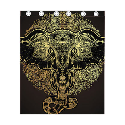 Golden Spiritual Elephant Print Curtain
