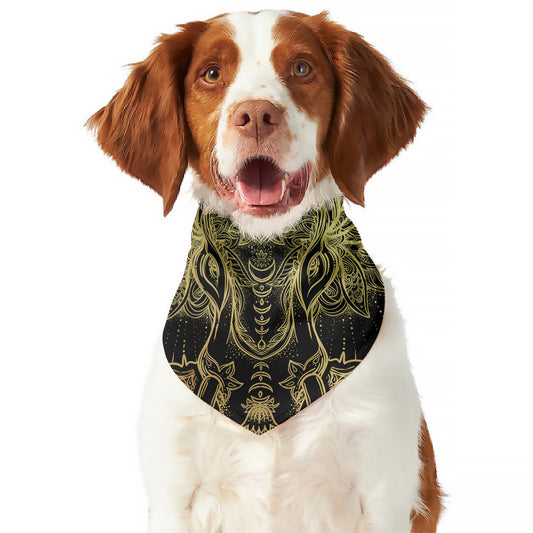 Golden Spiritual Elephant Print Dog Bandana