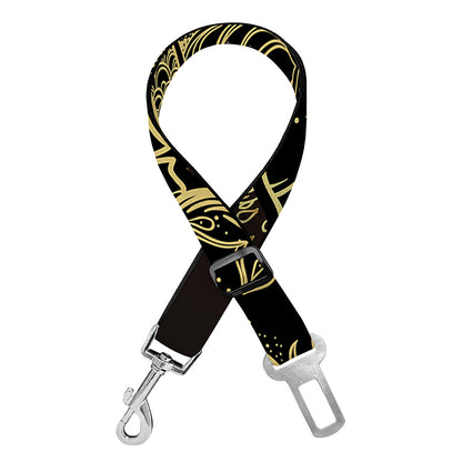 Golden Spiritual Elephant Print Dog Seat Belt