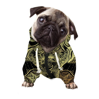 Golden Spiritual Elephant Print Dog Zip Up Hoodie