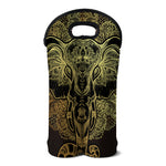 Golden Spiritual Elephant Print Double Neoprene Wine Tote
