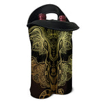 Golden Spiritual Elephant Print Double Neoprene Wine Tote