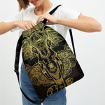 Golden Spiritual Elephant Print Drawstring Backpack