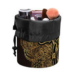 Golden Spiritual Elephant Print Drawstring Makeup Bag