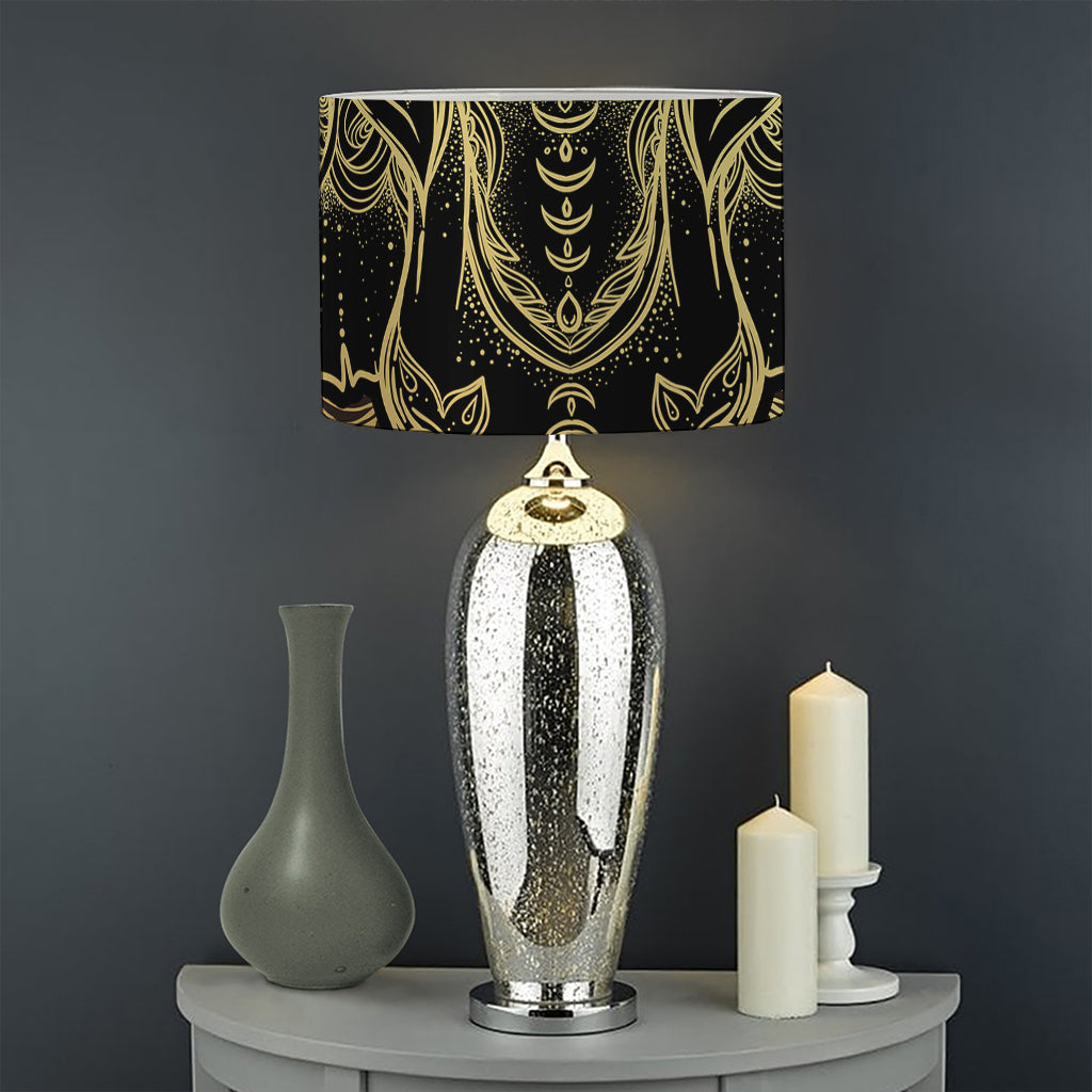 Golden Spiritual Elephant Print Drum Lamp Shade