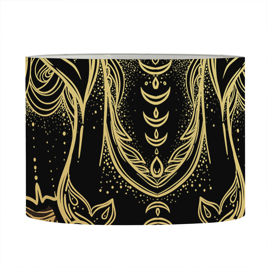 Golden Spiritual Elephant Print Drum Lamp Shade