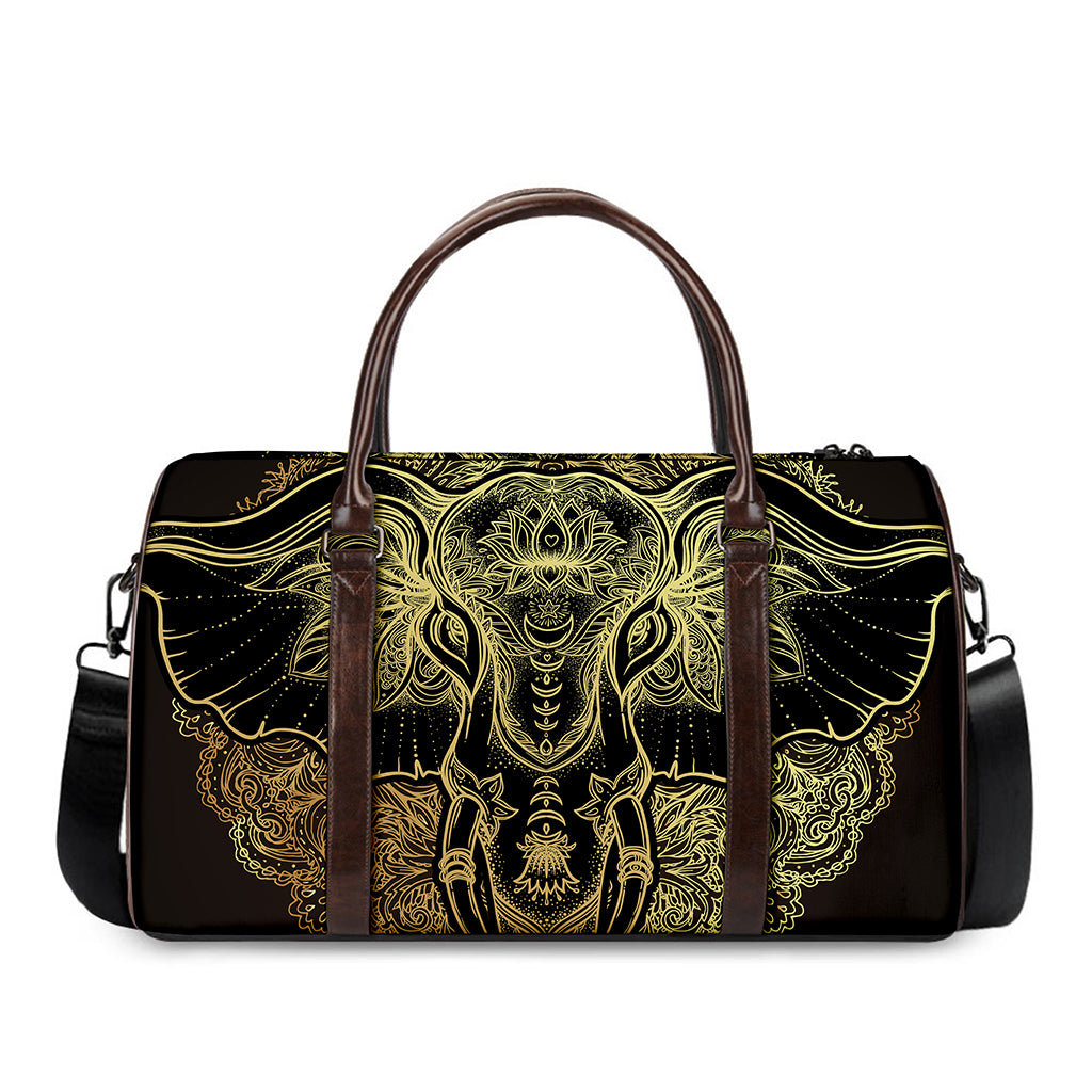 Golden Spiritual Elephant Print Duffle Bag