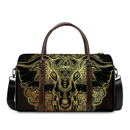 Golden Spiritual Elephant Print Duffle Bag