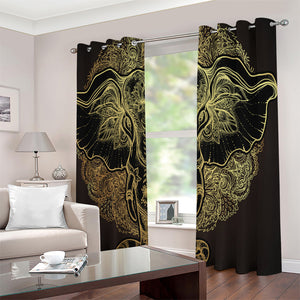 Golden Spiritual Elephant Print Extra Wide Grommet Curtains