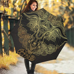 Golden Spiritual Elephant Print Foldable Umbrella