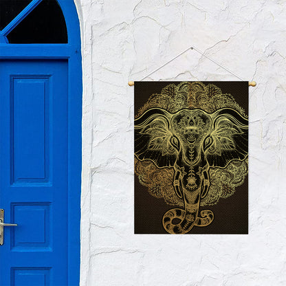 Golden Spiritual Elephant Print Garden Flag