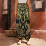 Golden Spiritual Elephant Print Harem Pants