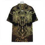 Golden Spiritual Elephant Print Hawaiian Shirt