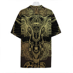 Golden Spiritual Elephant Print Hawaiian Shirt