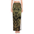 Golden Spiritual Elephant Print High Slit Maxi Skirt