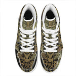 Golden Spiritual Elephant Print High Top Leather Sneakers