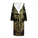 Golden Spiritual Elephant Print Hooded Bathrobe