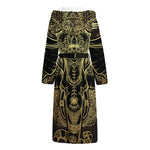 Golden Spiritual Elephant Print Hooded Bathrobe