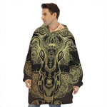 Golden Spiritual Elephant Print Hoodie Blanket