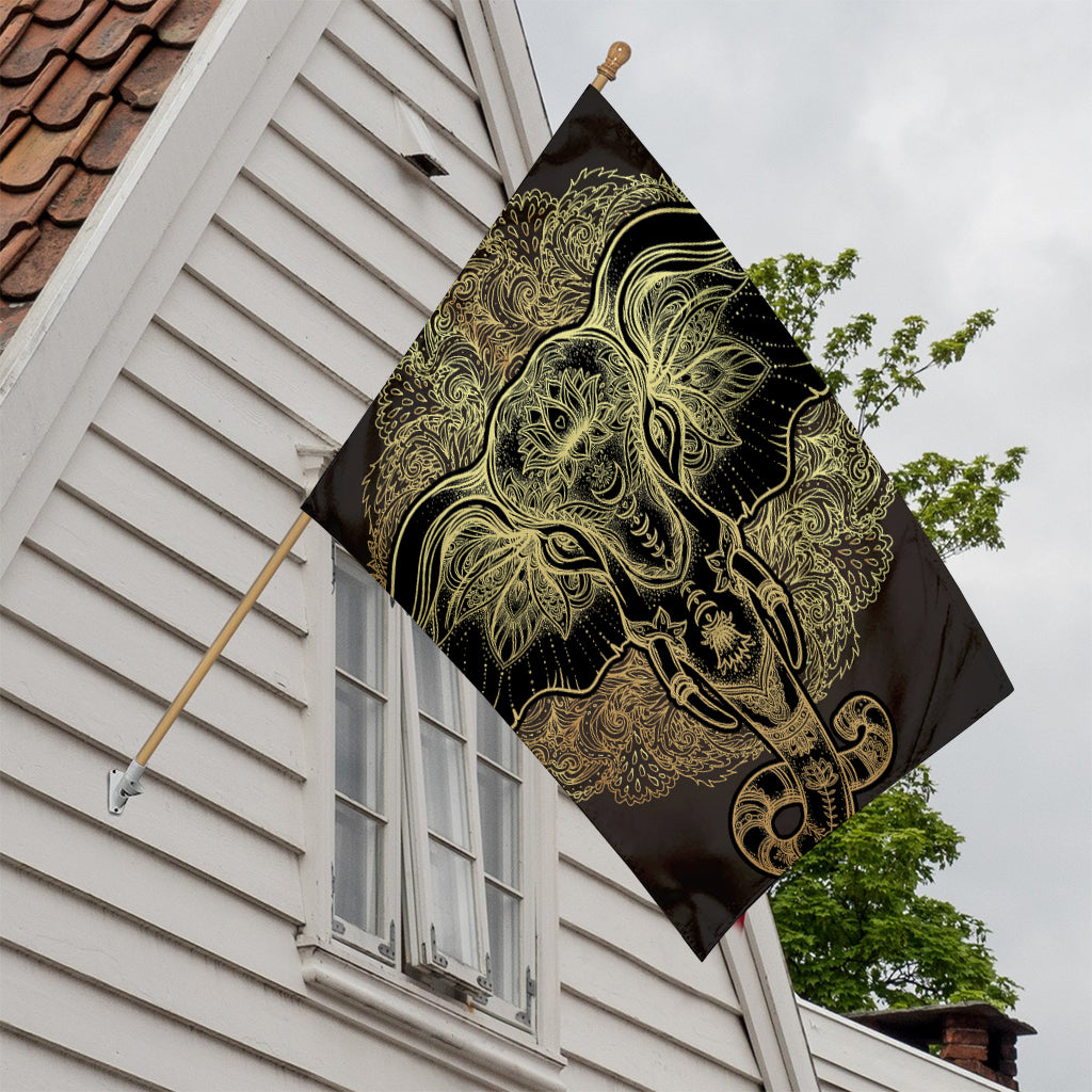 Golden Spiritual Elephant Print House Flag