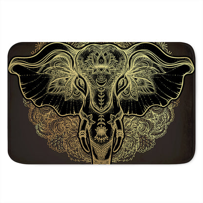 Golden Spiritual Elephant Print Indoor Door Mat