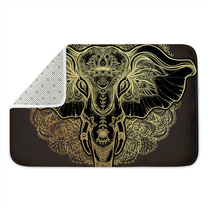 Golden Spiritual Elephant Print Indoor Door Mat